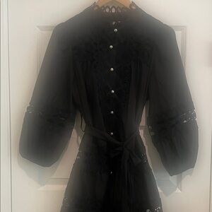 Entro Black Long Sleeve Dress with Lace Details